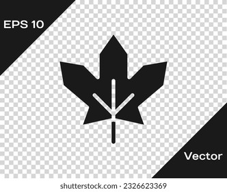 Black Canadian maple leaf icon isolated on transparent background. Canada symbol maple leaf.  Vector