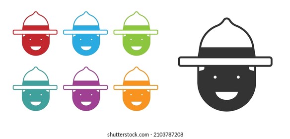 Black Canadian ranger hat uniform icon isolated on white background. Set icons colorful. Vector