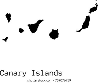 Black Canary Islands Map Vector Silhouette