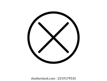 Black cancel or reject icon on X