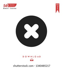 black cancel-button icon vector isolated on white background. Graphic design, material design, 2019 year best selling icons, mobile application, UI / UX design, EPS 10 format vector