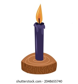 Black candle with fire. Witchcraft magic design elements.