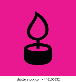 Black candle flame icon vector illustration. Pink background