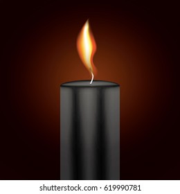 Black Candle Flame. Vector Illustration.