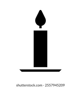 Black candle icon on white background. Concept of hope, spirituality, and remembrance.