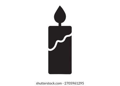 Black Candle Icon Vector Illustration with Melted Wax Effect