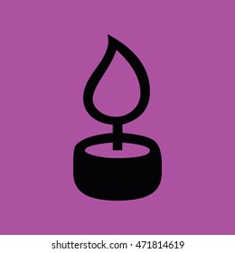 Black candle icon vector. Purple background