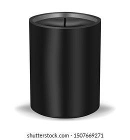 Black candle isolated on white background, vector illustration.