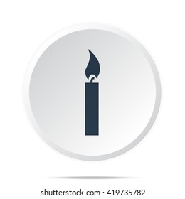 Black Candle Light icon on white web button