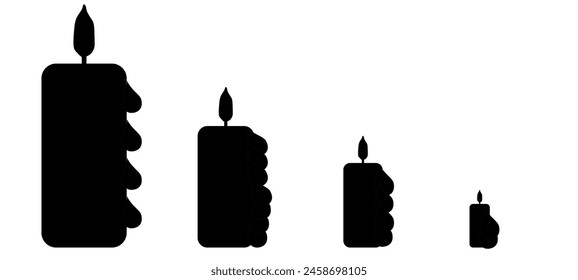 Black candle silhouettes collections. Vector illustration.