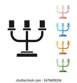 Black Candlestick icon isolated on white background. Set icons colorful. Vector Illustration