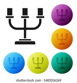 Black Candlestick icon isolated on white background. Set icons colorful circle buttons. Vector Illustration