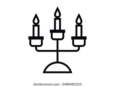 Icono de candelabro negro sobre fondo blanco