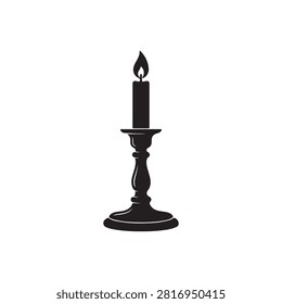 Black Candlestick silhouette vector illustration on white background
