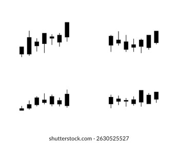 Icono de gráfico comercial de candelabro negro sobre fondo blanco. Ilustración vectorial