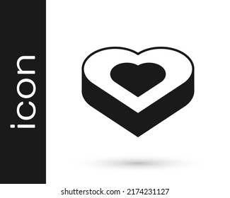 Black Candy in heart shaped box icon isolated on white background. Valentines Day.  Vector