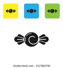 Black Candy icon isolated on white background. Happy Halloween party. Set icons colorful square buttons. Vector Illustration