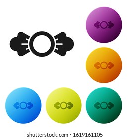 Black Candy icon isolated on white background. Set icons colorful circle buttons. Vector Illustration