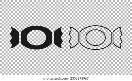 Icono de Candy negro aislado en fondo transparente. Feliz fiesta de Halloween.  Vector