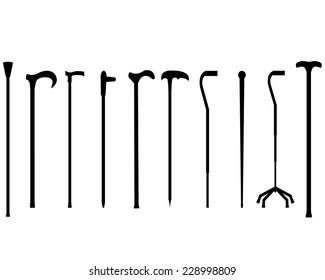 black canes for the elderly on a white background 