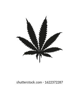 black cannabis leaf on a white background