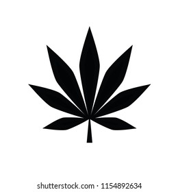 black cannabis leaf simple drawing vector illustration EPS10