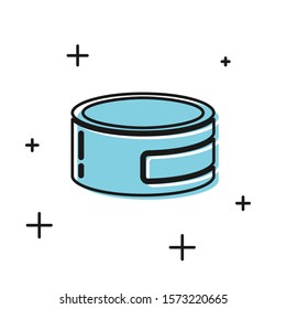 Black Canned food icon isolated on white background. Food for animals. Pet food can.  Vector Illustration