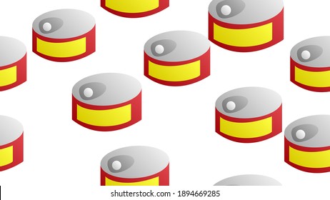 Black Canned food icon isolated seamless pattern on white background. Food for animals. Pet food can. Vector Illustration
