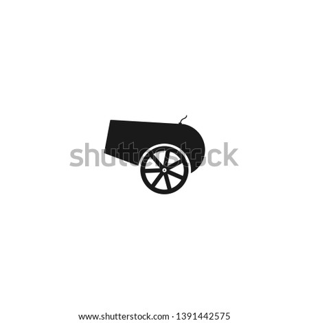 Black cannon icon, on the white background. Flat design. Vector.