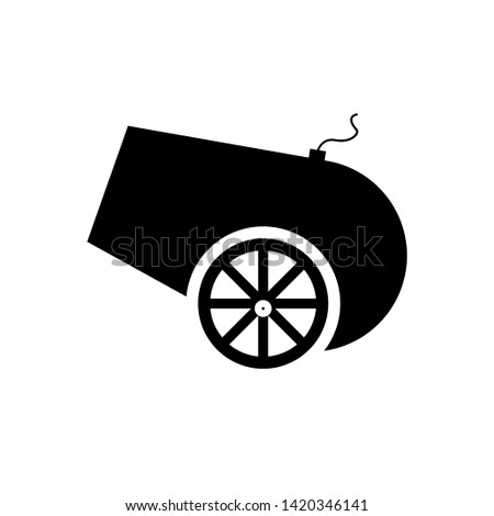 Black cannon icon, on the white background. Flat design. Vector. - Vector