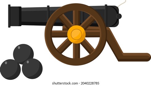 Canhão preto, ilustração, vetor sobre fundo branco.