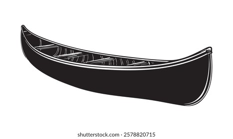 A black canoe with a white background