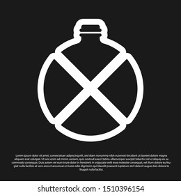 Black Canteen water bottle icon isolated on black background. Tourist flask icon. Jar of water use in the campaign.  Vector Illustration