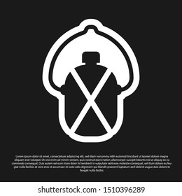 Black Canteen water bottle icon isolated on black background. Tourist flask icon. Jar of water use in the campaign.  Vector Illustration