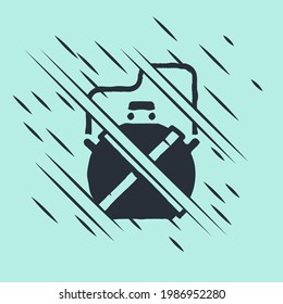 Black Canteen water bottle icon isolated on green background. Tourist flask icon. Jar of water use in the campaign. Glitch style. Vector