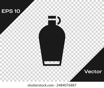 Black Canteen water bottle icon isolated on transparent background. Tourist flask icon. Jar of water use in the campaign.  Vector
