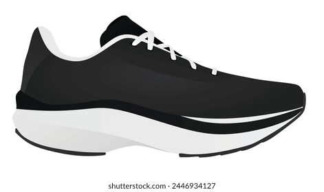 Black  canvas sneaker. vector illustration