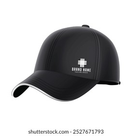 black cap mockup isolated on  white background