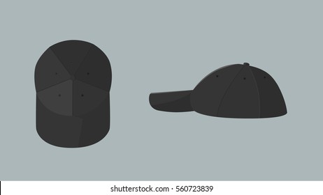Black cap with top and side view