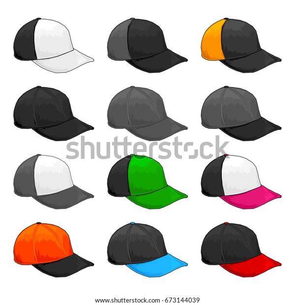 Black Cap Vector Variety Color Combinations Stock Vector (Royalty Free ...