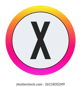 Black Capital letter X on light background with vibrant gradient circular frame, ideal for creative, fashion, or modern business branding.