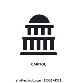 black capitol isolated vector icon. simple element illustration from united states concept vector icons. capitol editable logo symbol design on white background. can be use for web and mobile