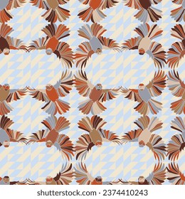 Black capped chickadee seamless pattern. Wallpaper Background. Perfect for prints and textiles. 