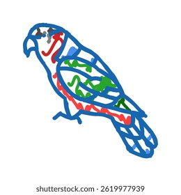 black capped lory parrot bird doodle icon sketch vector. black capped lory parrot bird sign. isolated symbol illustration