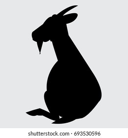 black Capricorn icon - vector illustration