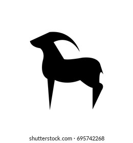 black Capricorn icon - vector illustrator