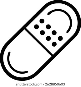 Design de silhueta de medicamento de cápsula preta com transparência para conceitos farmacêuticos