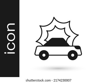 Black Car accident icon isolated on white background. Insurance concept. Security, safety, protection, protect concept.  Vector