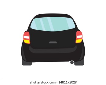 Black car back view on white backgruond,illustration vector
