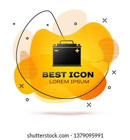 Black Car battery icon isolated on white background. Accumulator battery energy power and electricity accumulator battery. Fluid color banner. Vector Illustration